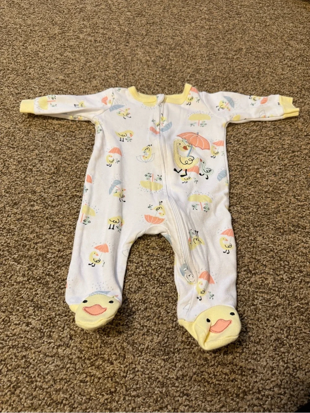 Carter's Yellow, Light Blue, and Gray Baby Footed One-Pieces